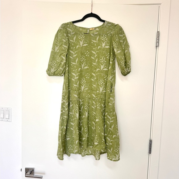 Matta Olive Green Floral Midi Dress - Picture 1 of 7